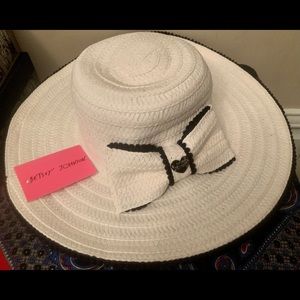 Betsey Johnson Hat - White with Black